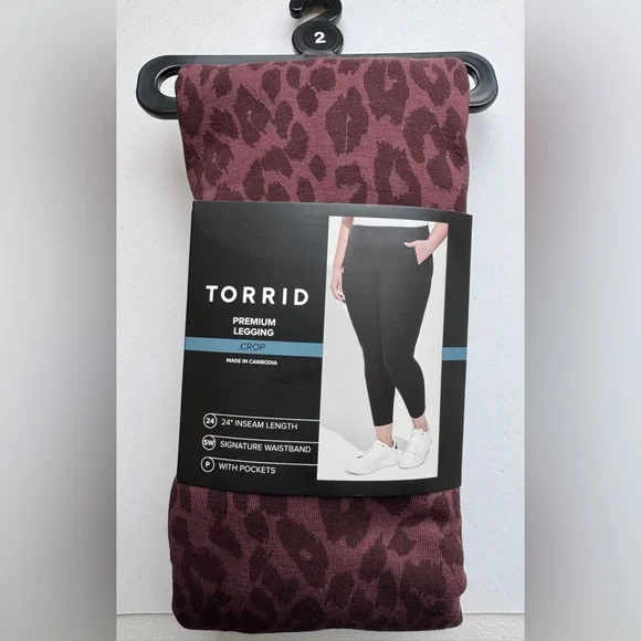 Torrid Burgundy Leopard Print Cropped Leggings, Size 3X - Picture 5 of 7